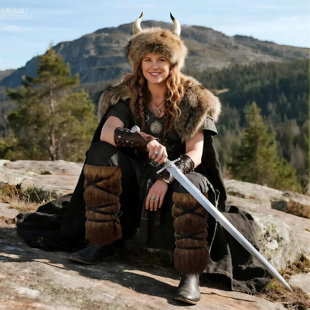Viking Fur Leg Covers Faux Fur One Size Medieval Cosplay Halloween